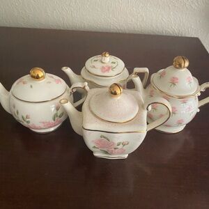 Vintage, Set of 4, Retired Party Lite, Romantic Chic Teapot Tea light Holders